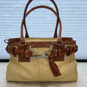COACH Hampton Signature Yellow Carryall Satchel Purse